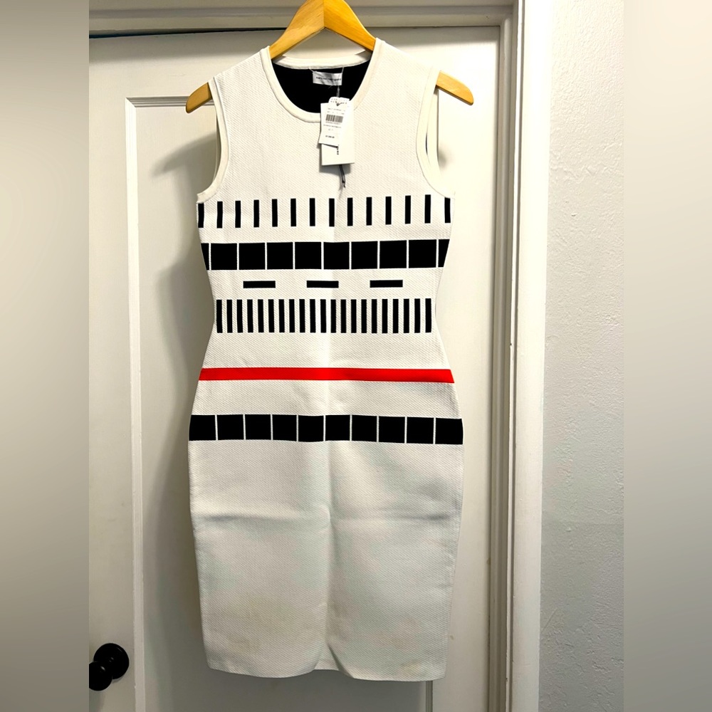 NWT NARCISO RODRIGUEZ WHITE/ORANGE/BLACK REVERSIBLE TO BLACK/WHITE DRESS